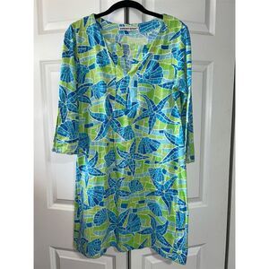Barbara Gerwit Women's Floral Mosaic Tunic Dress 3/4 Sleeve Size L